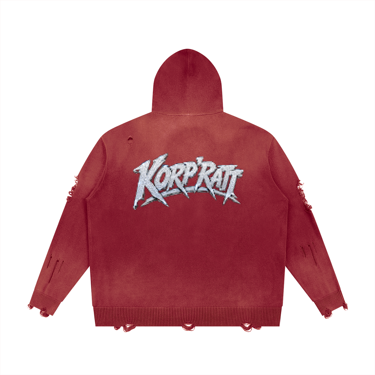 Unisex Distressed Full Zip Sweater