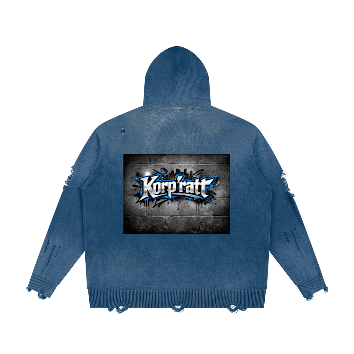 Unisex Distressed Full Zip Sweater